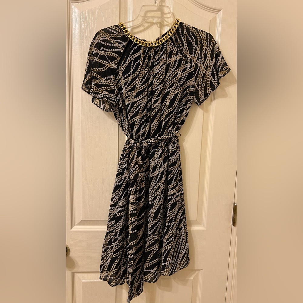 Michaels Black and White Chain Pattern Mini Dress